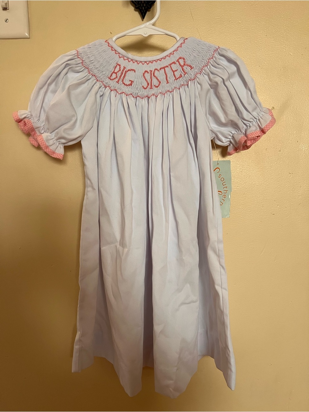 Southern Sunshine Kids 'Big Sister' Smocked Short Sleeve Bishop Dress Girls 2